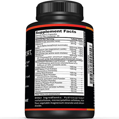 Sunergetic - Suplemento Premium para Suporte à Saúde da Glicose no Sangue – Níveis Saudáveis de Glicose no Sangue Dentro da Faixa Normal – Inclui Extrato de Melão Amargo, Vanádio, Cromo, Canela – Marca em Destaque