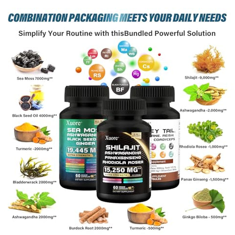 Xuore - Shilajit, Sea Moss, Óleo de Semente Preta, Cogumelo – Marca: Máxima Visibilidade!