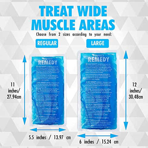 Perfect Remedy - Gel Ice Packs para Lesões – Pacote com 2, Compressa de Gelo Reutilizável para Frio e Calor, Alívio Suave para Lesões, Alternativa para Bolsas de Água Quente, Gel Reutilizável para Lesões