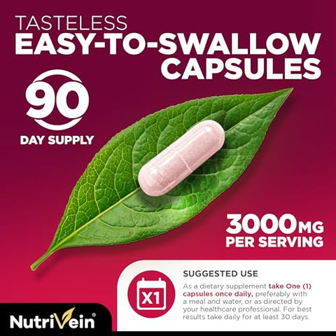 Tart Cherry Capsules 3000mg – 90 Vegan Pills – Alívio da Dor, Recuperação Muscular, Flavonoides – Limpeza do Ácido Úrico, Suplemento de Extrato de Suco - Nutrivein