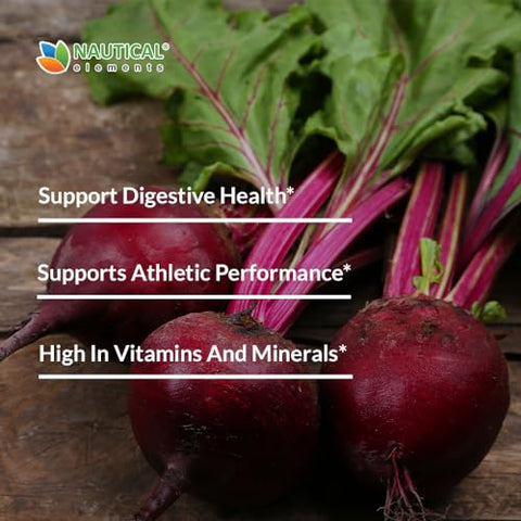 Nautical Elements - Cápsulas de Beterraba – 1200mg por Porção – 200 Cápsulas de Pó de Beterraba – Pó de Beterraba Suporta Pressão Sanguínea, Desempenho Atlético, Digestão, Sistema Imunológico (Puro, Não-OGM)