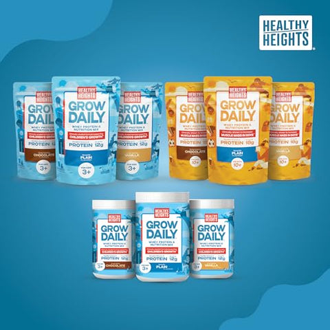 Grow – Mistura de Proteína em Pó para Crianças (Baunilha) – Shake Rico em Proteínas para Crianças 3 – 400g - Healthy Height