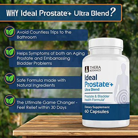 Therabotanics - Advanced Men’s Prostate Support – Ideal Prostate Plus Ultra com Reishi, Saw Palmetto, Licopeno e Mais para Alívio Natural da Próstata