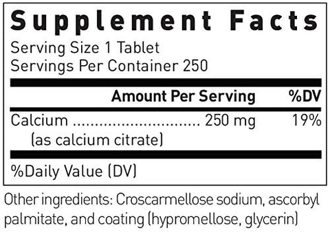 Cálcio Citrato | Mineral Essencial para Fortalecer e Estruturar Ossos e Dentes | 250 Comprimidos - Douglas Laboratories
