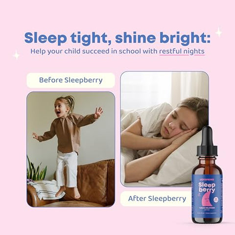 JoySpring - SleepBerry Melatonina Líquida para Crianças – Auxílio Natural para o Sono com Sabugueiro e Vitamina D – Fortalece o Sistema Imunológico Durante o Sono (30 ml)