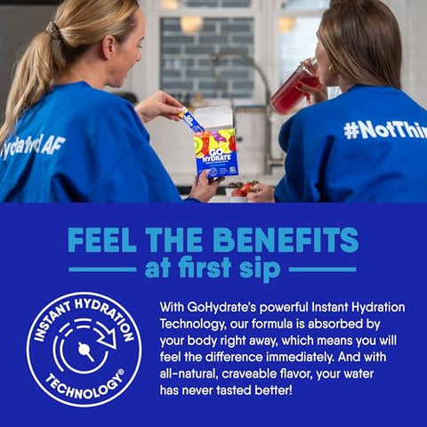 GoHydrate - Electrolyte Drink Mix – Pó Hidratante de Baixo Sódio, Sem Açúcar, Sabor Natural (Misturado, 30 Unidades)