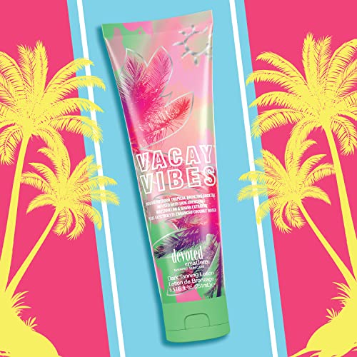 Vacay Vibes Loção Bronzeadora – Cocktail Bronzeador Tropical para Uso Interno/Externo Infundido com Extratos Hidratantes de Melancia e Goiaba, Enriquecido com Eletrólitos – 200ml - Devoted Creations