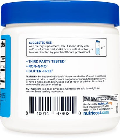 BHB em Pó de Sódio (250g) Sem Sabor – Suplemento Keto, Sal de Beta-Hidroxibutirato - Nutricost
