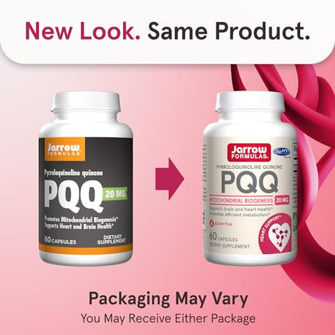 PQQ 20 mg – Suporte para Coração, Cérebro e Metabolismo – 60 Cápsulas Vegetarianas – Fórmula de 60 Dias - Jarrow Formulas