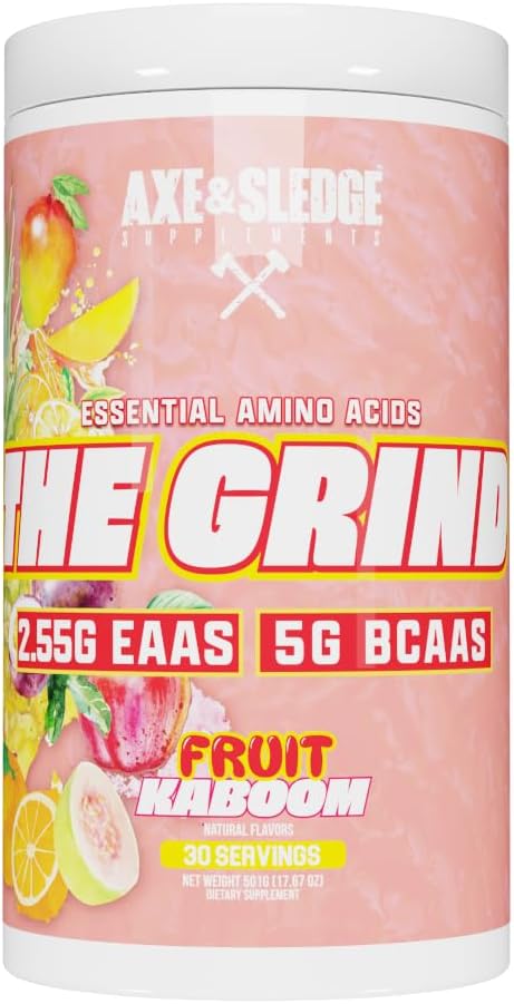 Axe & Sledge - Grind Aminoácidos Essenciais de Cadeia Ramificada, 30 Porções (Sabor Fruta Explosiva)
