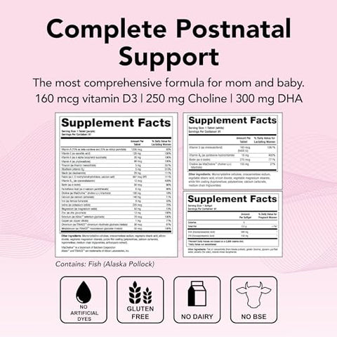 TheraNatal Lactation – Suplemento Vitamínico Pós-Natal Completo – 13 Semanas de Fornecimento – Amamentação – Certificado NSF – 182 Comprimidos - Theralogix