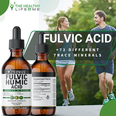 THE HEALTHY LIFE 4 ME - Fulvic Acid Humic Trace Minerals Líquido | Hidratação | Suplemento Keto | Energia | Equilíbrio de pH | Cabelo | Fornecimento de 2 Meses | Cor Líquida – Marrom