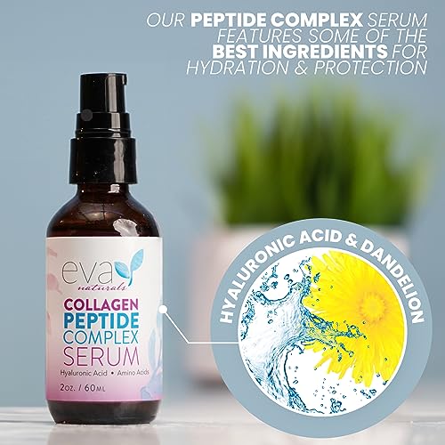 Soro de Colágeno Peptídeo Eva Naturals – Anti-Envelhecimento, Corretor de Manchas Escuras, Hidratante para a Pele, Unissex, 60ml