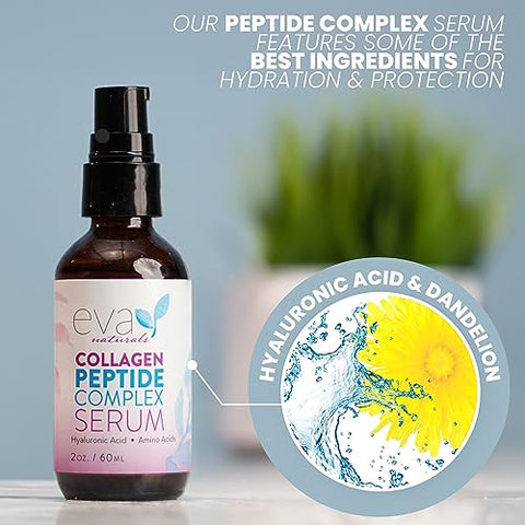 Soro de Colágeno Peptídeo Eva Naturals – Anti-Envelhecimento, Corretor de Manchas Escuras, Hidratante para a Pele, Unissex, 60ml