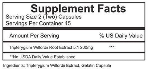 ThunderGodRoot.com - Raiz de Thunder God Vine 5:1 – Suplemento Herbal Tripterygium Wilfordii – Cápsulas de 200mg com Extrato de Lei Gong Teng – Extrato de Thunder God Vine com Triptolide – 90 Cápsulas