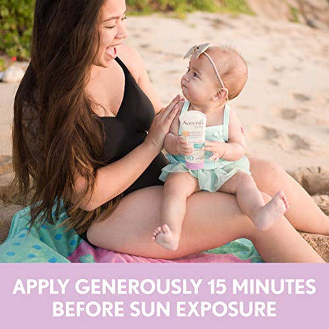 Protetor Solar Mineral com Óxido de Zinco FPS 50 para Pele Sensível, Livre de Lágrimas, Resistente ao Suor - Aveeno Baby