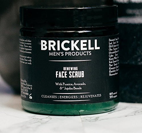 Brickell Men's Products - Brickell Men’s Renewing Face Scrub 4oz – Esfoliante Facial Natural e Orgânico com Grânulos de Jojoba, Extrato de Café e Pumice