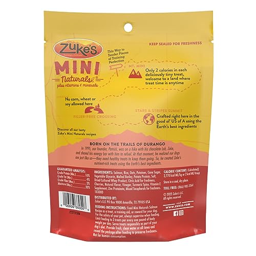 Zuke's - Zuke’s Mini Naturals: Petiscos Macios para Treinamento de Cães com Receita de Salmão – 100g