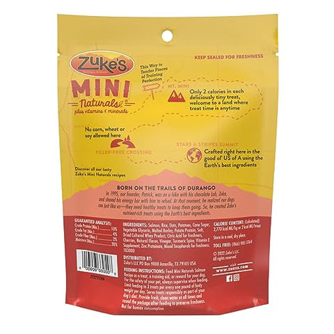 Zuke's - Zuke’s Mini Naturals: Petiscos Macios para Treinamento de Cães com Receita de Salmão – 100g