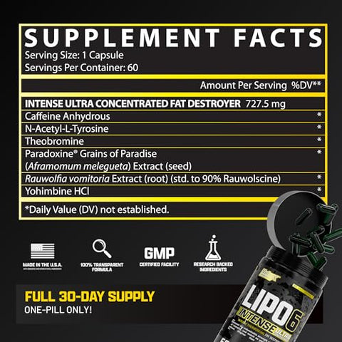 Lipo6 Black Intense Ultra Concentrate Queimador de Gordura Termogênico | Perda de Peso | 60 Cápsulas - Nutrex Research