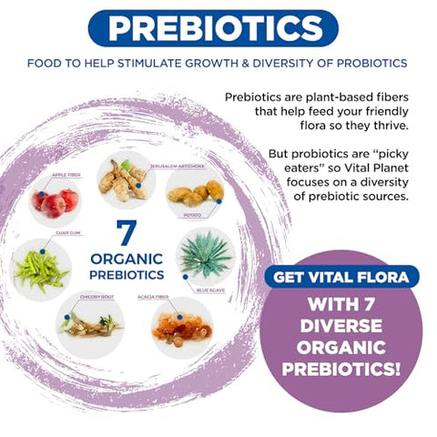 Vital Flora Women’s Daily Probiotic 60 Billion CFU, 60 Diverse Strains, 7 Organic Prebiotics, Vaginal and Immune Support, Bloating, Digestive Health Probiotics… - Vital Planet