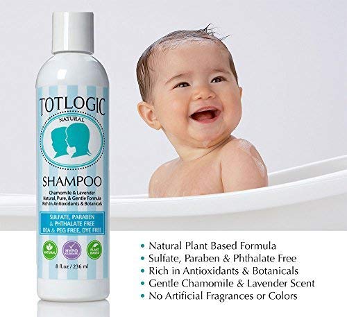Shampoo Infantil TotLogic Sem Sulfato – 8 oz Fragrância Original – Fórmula Suave à Base de Plantas, Livre de Parabenos e Não Tóxica, Segura para Bebês e Crianças Pequenas, Óleos Essenciais Naturais