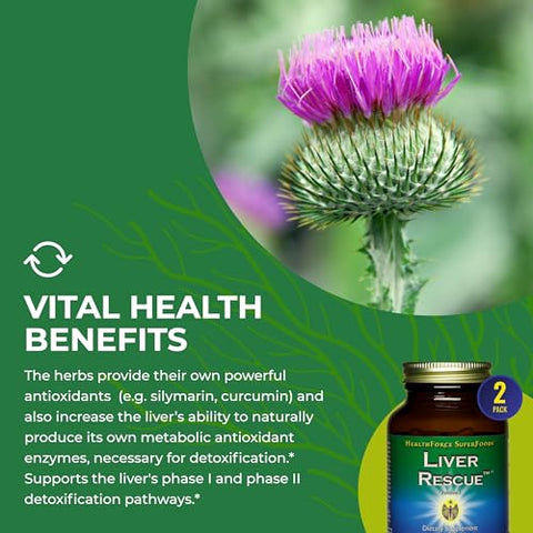 HEALTHFORCE SUPERFOODS - HealthForce SuperFoods Liver Rescue – Fórmula Natural para Limpeza do Fígado com Cardo Mariano – Saúde do Fígado – 60 cápsulas