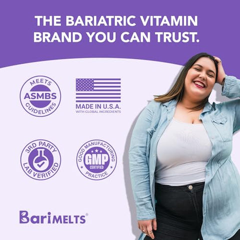 Cálcio de Citrato Bariátrico com Vitamina D3 e Magnésio – 1 Mês de Suprimento (120 Comprimidos de Dissolução Rápida) – Vitaminas Pós-Operatórias Bariátricas - BariMelts