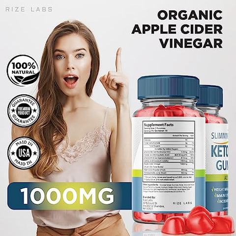 rize labs - (3 Pacotes) Gomas Slimming Keto – Gomas Slimming Keto ACV Avançado para Perda de Peso – Gomas Slimming Keto com Vinagre de Maçã – Queima de Gordura Abdominal (180 Gomas)