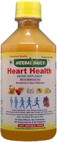 HERBAL DAILY - Heart Health 400 ml – Suporte para Saúde Cardíaca e Redução do Colesterol – Vinagre de Maçã, Suco de Alho, Gengibre, Limão e Mel – 1 Frasco
