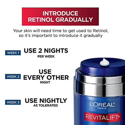 L'Oreal Paris - L’Oreal Paris Revitalift Creme Noturno Pressionado, Retinol Niacinamida, Reduz Rugas, Sem Fragrância, Amostra de Soro 50ml