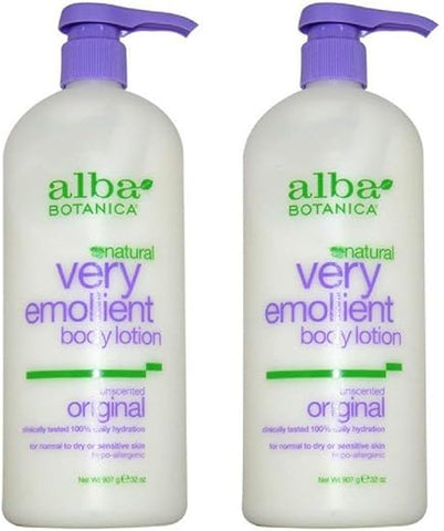 Loção Corporal Muito Emoliente, Sem Perfume, 2 unidades, Frasco de 32 onças (946 ml) - Alba Botanica