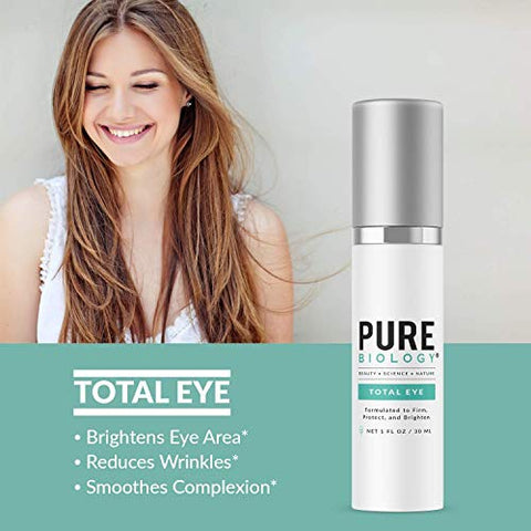 Pure Biology - Creme Premium Total para Rugas – Creme para Olhos com Cafeína Hidratante, Sérum Anti-Envelhecimento e Creme para Rugas de Abacate com Ácido Hialurônico, Vitamina C e E | Hidratante para Olhos