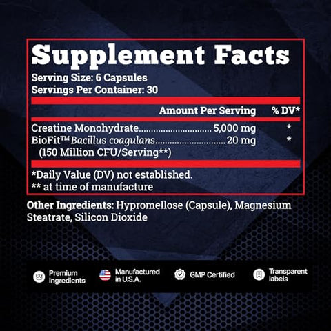 Old School Labs - Creatine Monohydrate Capsules BioFit™ 5000mg (Força Máxima) – Suporte ao Crescimento Muscular