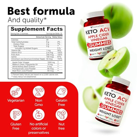 NuttraFaza INC - Keto ACV Gummies Avançado para Perda de Peso – Gomas de ACV Keto para Perda de Peso – Suplemento de Gomas Keto para Dieta – Vinagre de Maçã Kelly Clarkson – Fabricado nos EUA