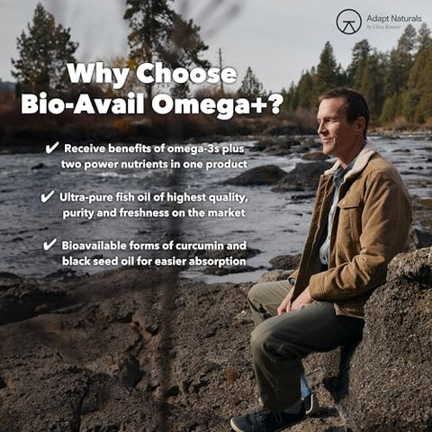 ADAPT NATURALS BY CHRIS KRESSER - Adapt Naturals Ômega 3 com Curcumina Bioativa – Óleo de Peixe em Cápsulas 1000mg