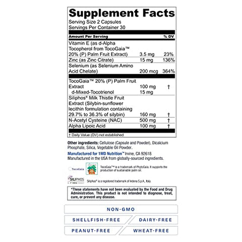 1MD Nutrition - 1MD LiverMD – Suplemento de Suporte ao Fígado | Extrato de Cardo de Leite Siliphos – Altamente Bioacessível, para Suporte ao Fígado | 60 Cápsulas (2-Pack)