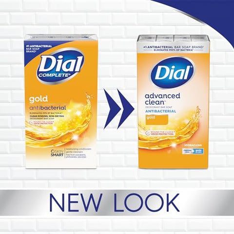 Sabonete em Barra Dial Antibacteriano Desodorante, Limpeza Avançada, Dourado, 113g, 32 Barras