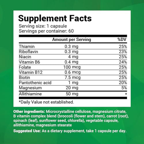 Dr. Berg Nutritionals - Dr. Berg Complexo de Vitamina B1 B6 B12 Natural – Suplemento de Vitamina B1 Allithiamine com 8 Vitaminas Essenciais do Complexo B para Homens