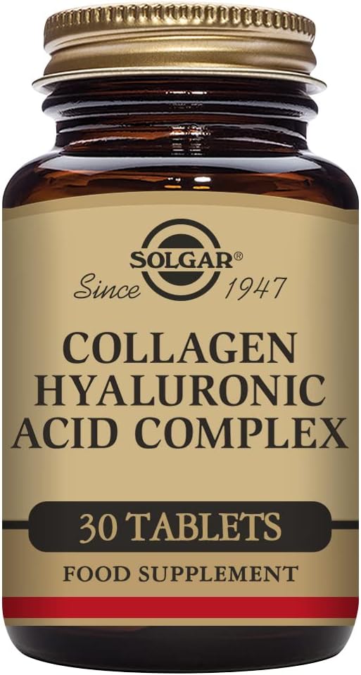 SOLGAR - Solgar Colágeno Ácido Hialurônico Complexo, 30 Comprimidos – Colágeno Hidrolisado Tipo 2 – Ajuda nas Linhas Finas