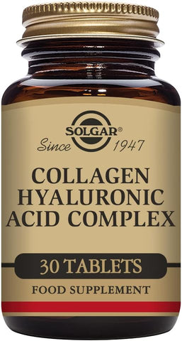 SOLGAR - Solgar Colágeno Ácido Hialurônico Complexo, 30 Comprimidos – Colágeno Hidrolisado Tipo 2 – Ajuda nas Linhas Finas