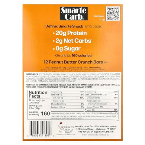 Barra de Amendoim NuGo Nutrition Smarte Carb 12 Barras – Crocante