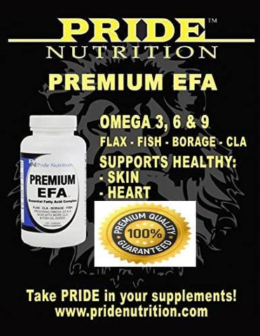 Pride Nutrition - Óleo de Peixe Omega 3 6 9 EFA com EPA DHA CLA GLA Linhaça – Marca #1