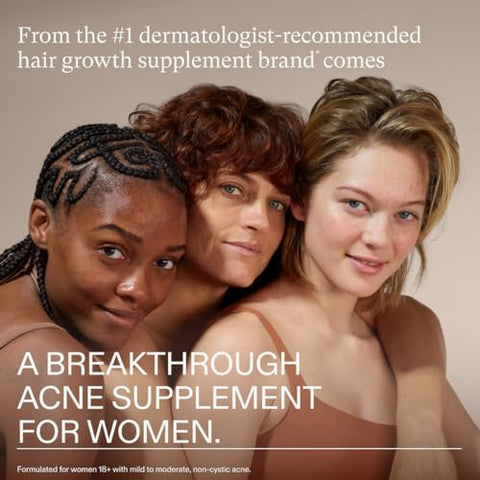 Clear Skin – Suplemento para Acne em Mulheres, Testado Clinicamente para uma Pele Mais Clara e Suave, Fórmula Médica, Vegano – 1 Mês de Fornecimento - Nutrafol