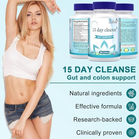 Balincer - 15 Dias de Limpeza Avançada do Intestino e Colón, Suporte para o Intestino, Detox Avançado de 15 Dias para Mulheres
