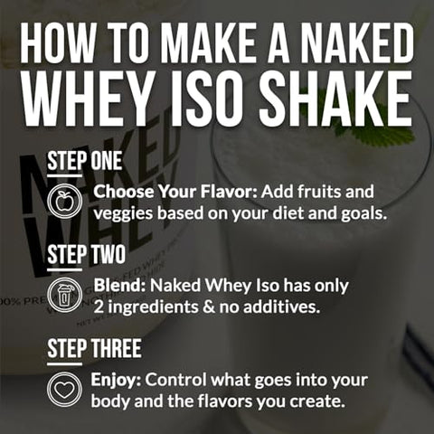 Naked Nutrition - Proteína Isolada Naked Whey – 2 Ingredientes, 30g Proteína de Pasto, Sem Sabor, Não Desnaturada, Sem GMO, Sem Soja, Sem Glúten, Sem Conservantes – 28 Porções