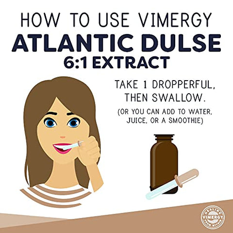 Extrato de Dulse Atlântica Orgânica USDA, 55 Porções – Suplemento Líquido de Algas Marinhas Dulse em Gotas – Livre de Álcool, Vegano - Vimergy