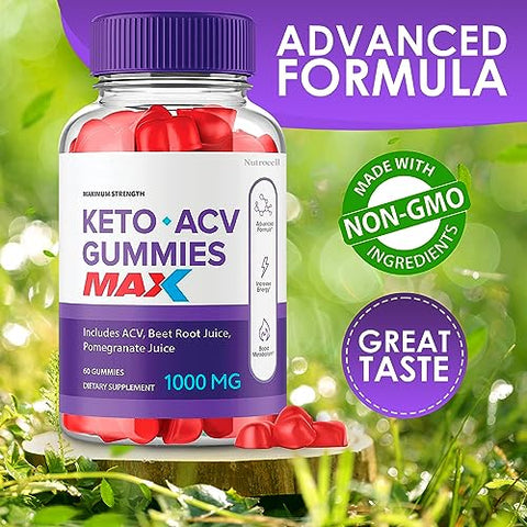 Nutrocell - Biolife Keto Gummies ACV Maax com Suco de Romã, Beterraba e B12 – 60 Gummys Max Strength Bio Lyfe (3 Pack)