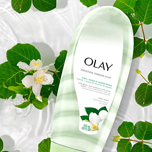 Body Wash Hidratante com Fitas de Shea e Notas de Pétalas de Jasmim, 532 ml, Pack com 4 unidades - Olay